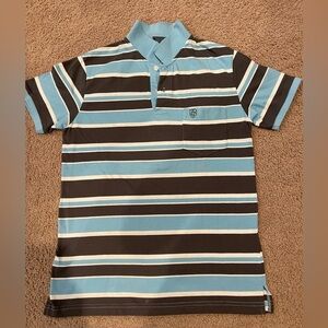 Young Men's CANADIAN CLUB slim fit striped blue/gray polo shirt